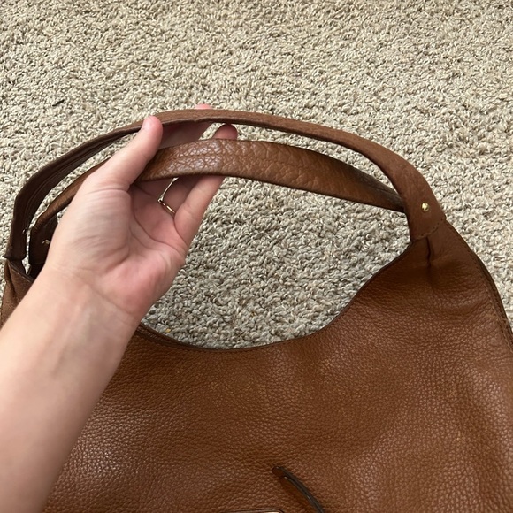 Michael Kors Pebbled Leather Hobo Bucket Shoulder Bag Brown Fulton Purse Tan - Picture 7 of 14